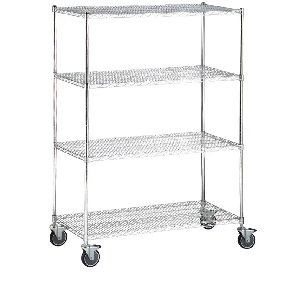 Mobile Chrome Wire Shelving Unit